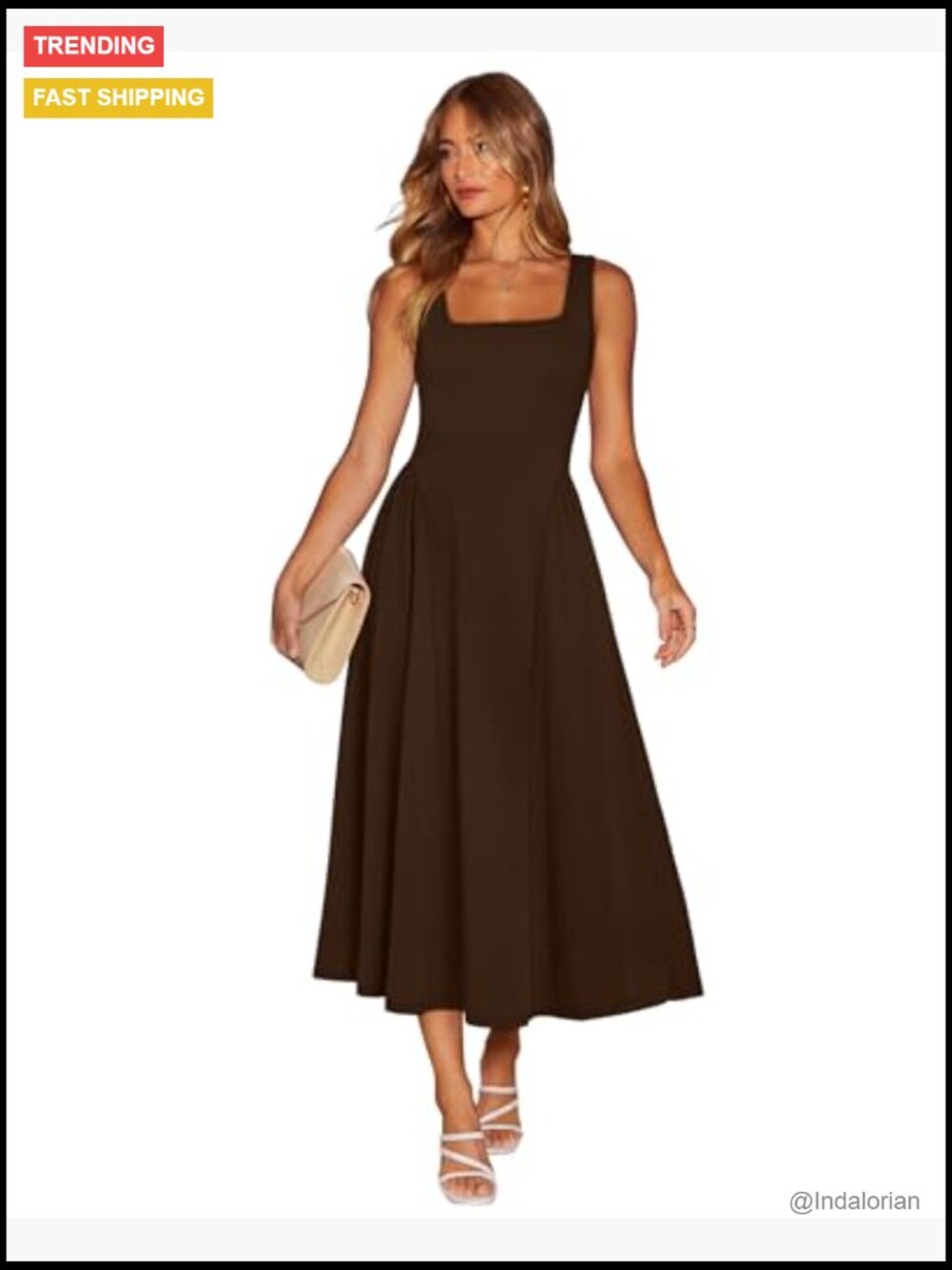 Square Neck Corset A-Line Maxi Dress with Ruffle Ruched Waist - Picture 4 of 7
